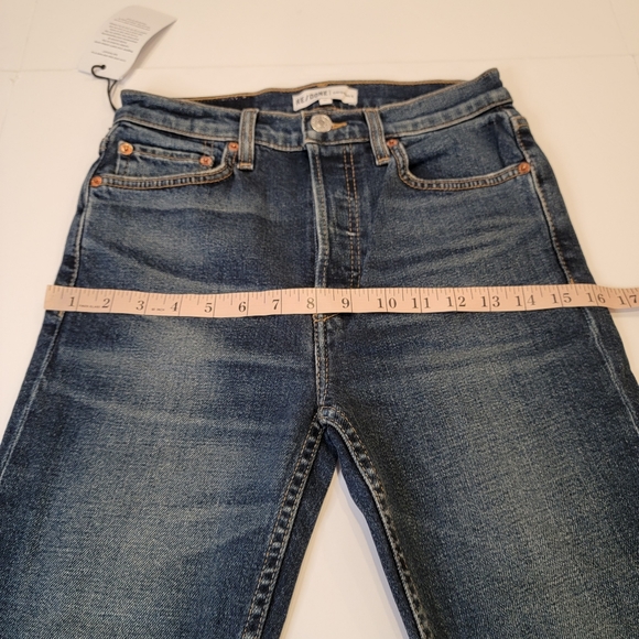 Re/Done Originals High Rise Ankle Crop Jean in Midnight Blue Size 25 NEW! - Picture 5 of 15
